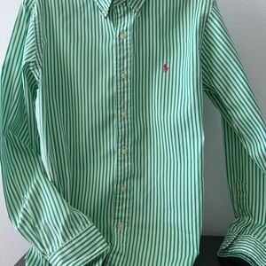 Ralph Lauren Green Stripe Button-Down Shirt